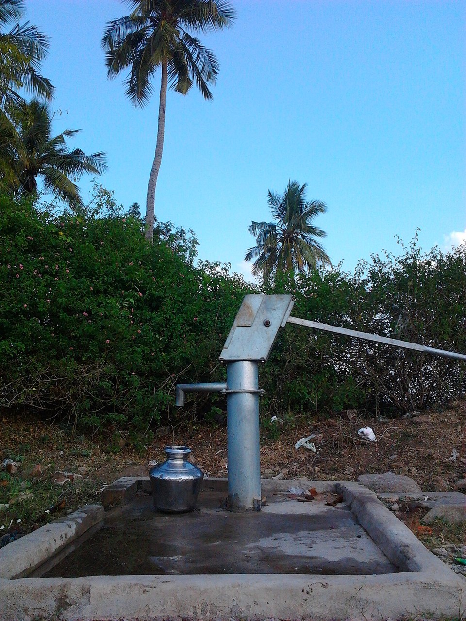 A hand pump used to draw groundwater at Perambalur, India.
